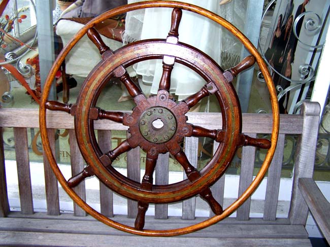 A Nice late 19th century Ships' Wheel with outer wooden rim. — image 2